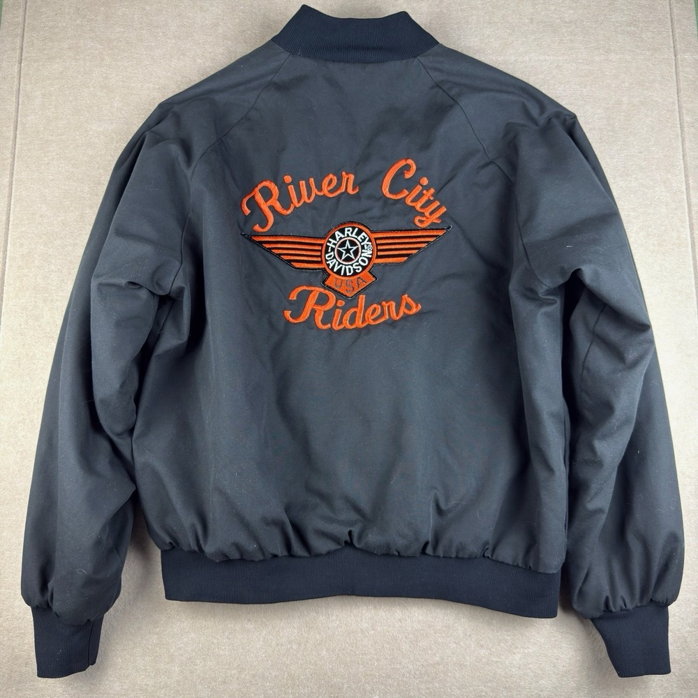 Vintage WestArk Harley Davidson Jacket Women M Black River City Riders Donna USA